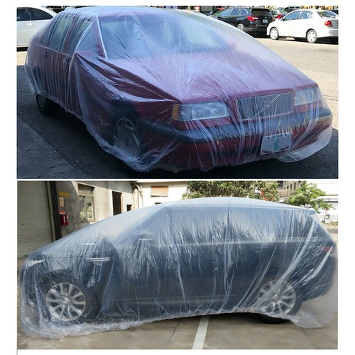 1 PACK Clear Plastic Disposable Car Cover Temporary Universal Rain Dust Garage