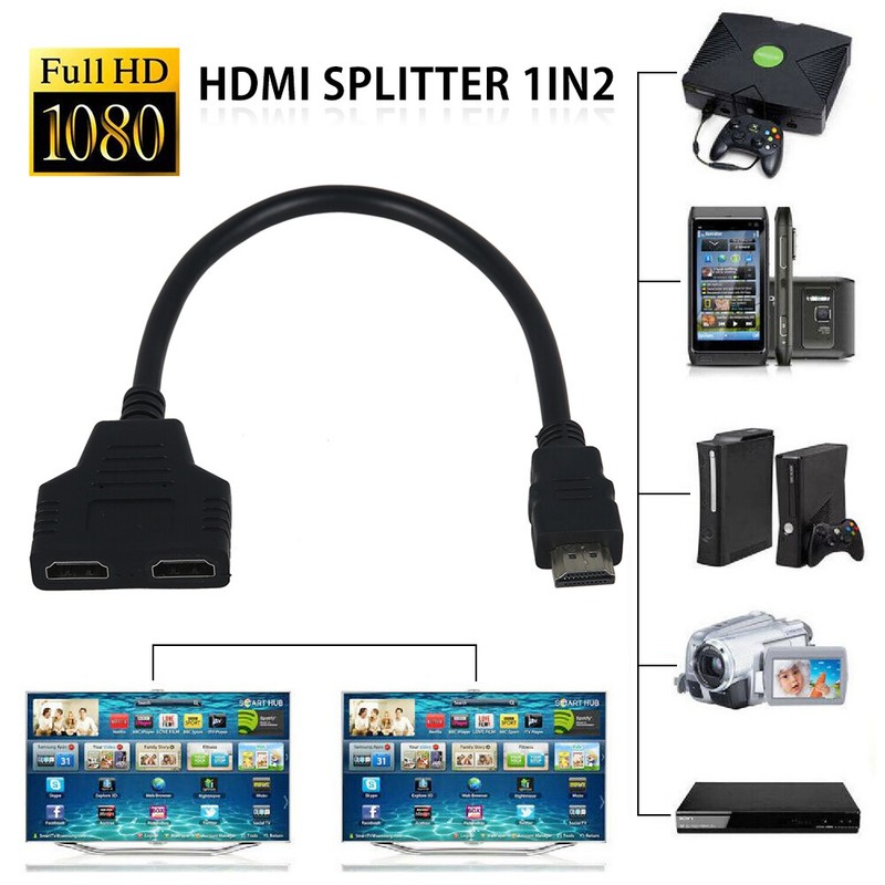 HDMI Port Male to Female 1 Input 2 Output Splitter Cable Ada