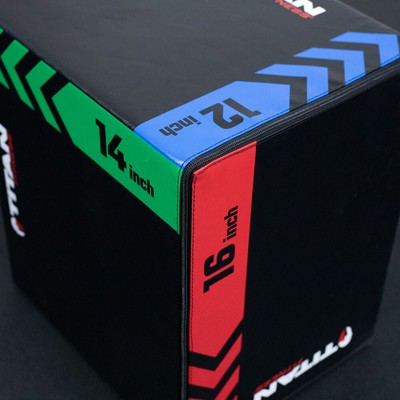 Titan Fitness Youth Pro-Duty Heavy Foam Plyometric Box, 12in 14in 16in