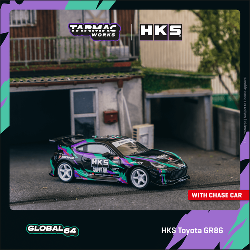 In Stock) Tarmac Works 1/64 HKS Toyota GR86 Black Diecast
