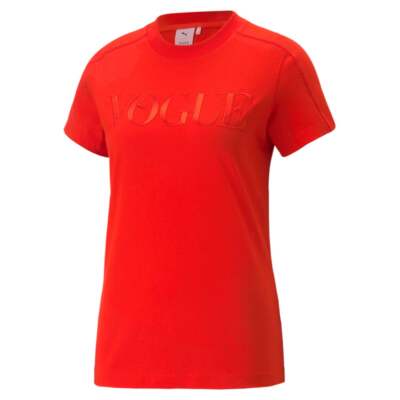 

Puma Vogue X Regular Crew Neck Футболка с коротким рукавом Женские красные повседневные топы 53523, Красный