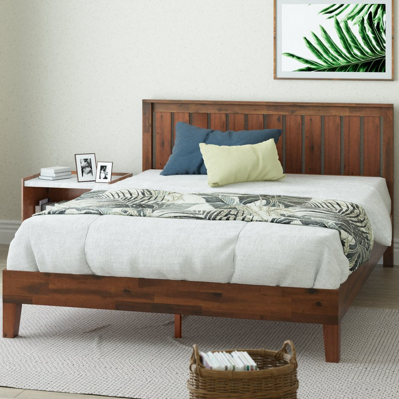 Modern Farm House Headboard Solid Wood Platform Bedroom Room