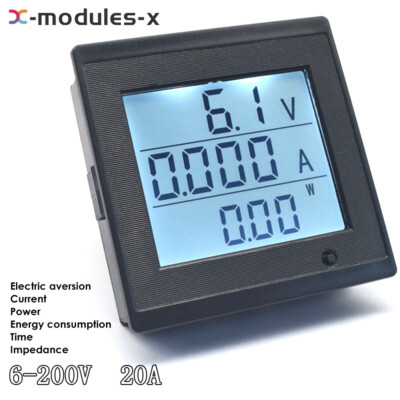 DC6-200V 20A Digital Voltmeter Ammeter Voltage Amp Current Meter Power Tester