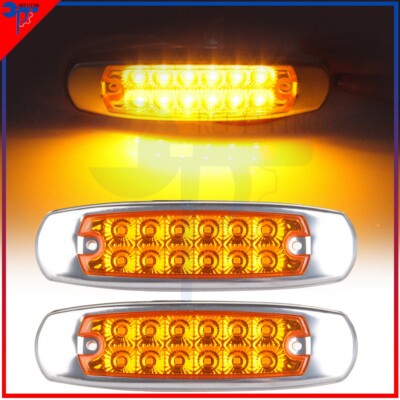 2x 12LED Cab/Side Turn Signal Marker Lights Yellow Universal for Peterbilt Truck