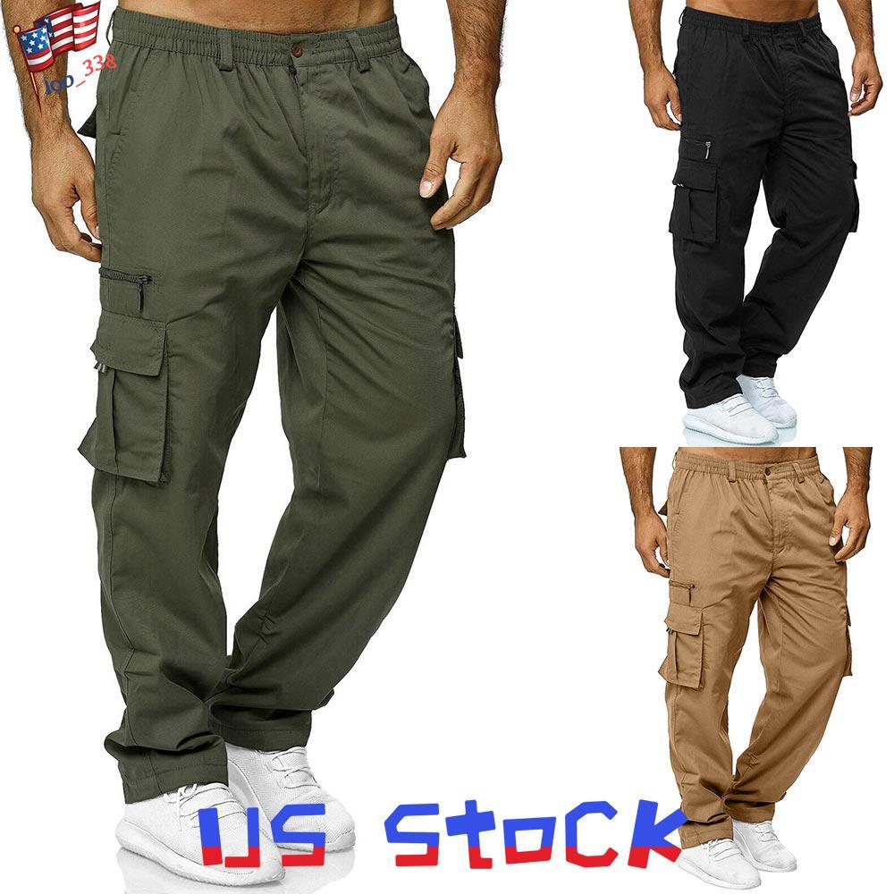 Multi Pockets Elastic Waist Trousers