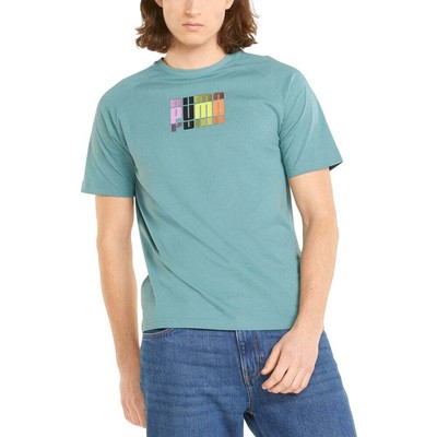 

Puma Multicolor Graphic Crew Neck Футболка с коротким рукавом Big Tall Mens Blue Casual, Синий, Puma Multicolor Graphic Crew Neck Short Sleeve T-Shirt Big Tall