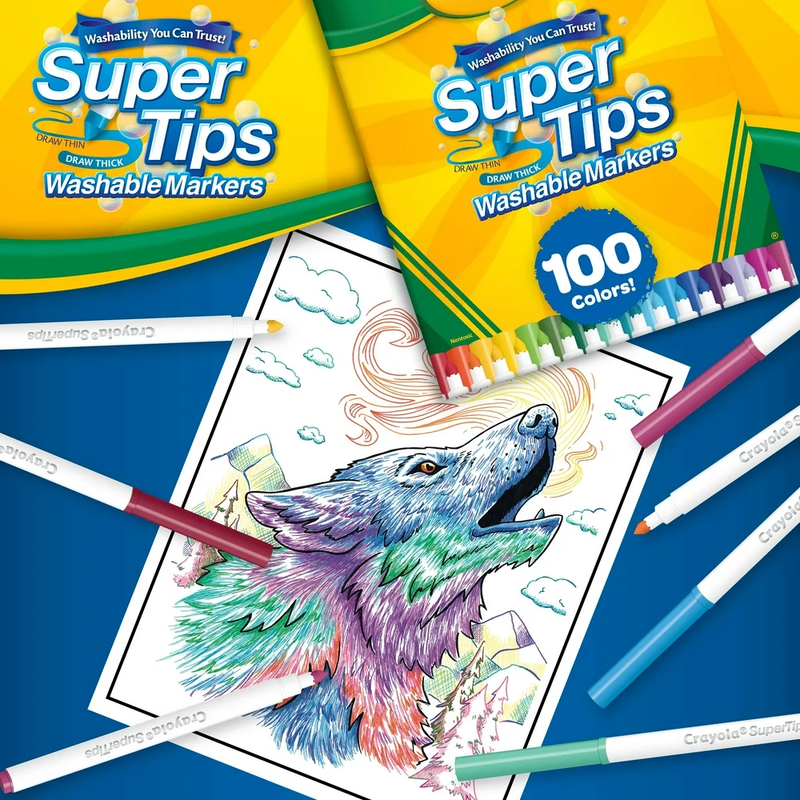 100 Super Tips Washable Markers, Kids & Teens School Art Supplies
