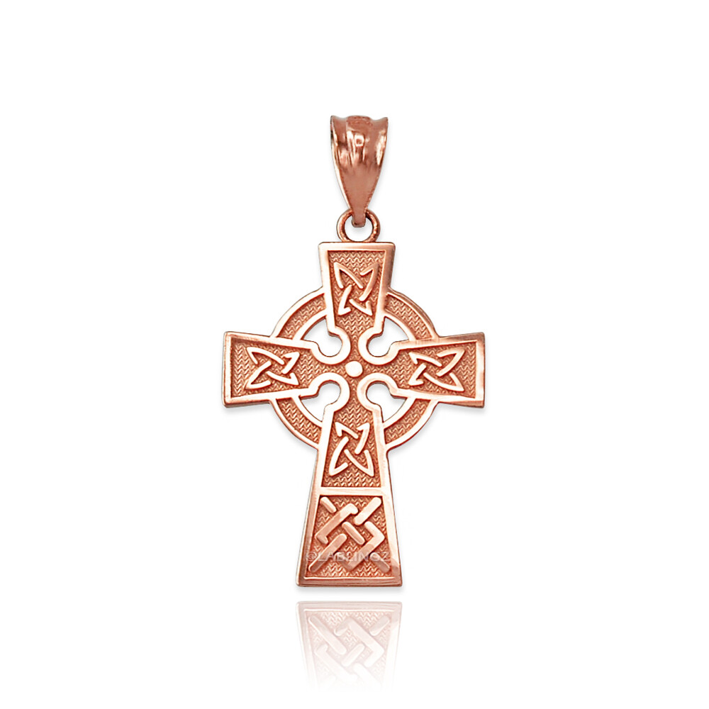 Pre-owned La Blingz Rose Gold Celtic Cross Charm Necklace In Pendant