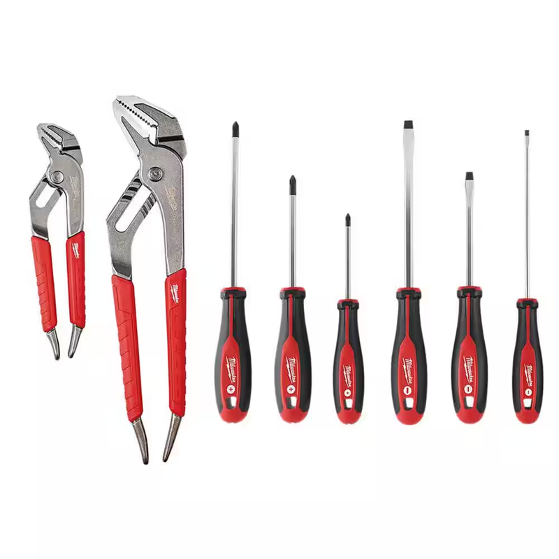 Milwaukee Pliers Screwdriver Set Straight Jaw Comfort Grip Ream Punch 6in 10inXL