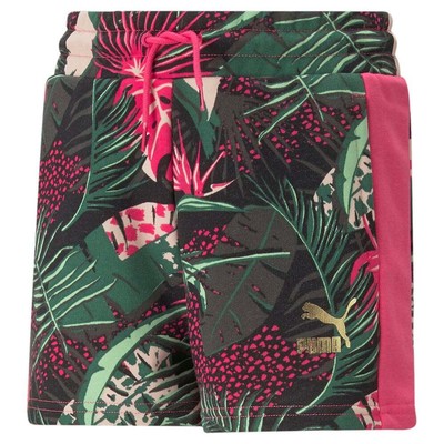 

Puma T7 Vacay Queen Цветочные шорты Молодежные девушки Розовые повседневные спортивные штаны 53866, Розовый, Puma T7 Vacay Queen Floral Shorts Youth