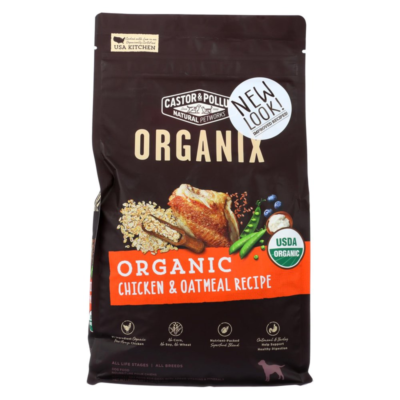 Castor and Pollux - Organix Dry Dog Food - Chicken and Oatmeal Recipe - Case of