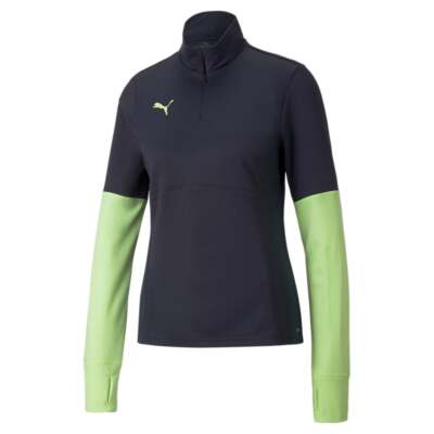 

Puma Individualliga QuarterZip Soccer Pullover Mens Blue Casual Tops 65804847, Синий, Puma Individualliga QuarterZip Soccer Pullover