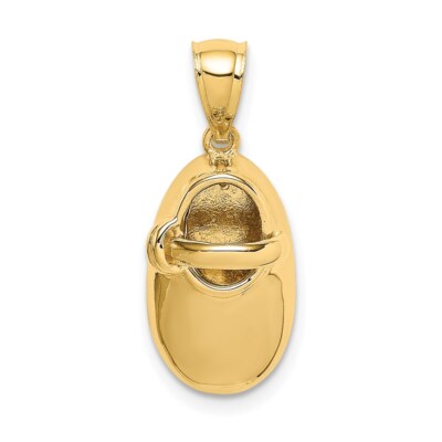 Pre-owned Superdealsforeverything Real 14kt Yellow Gold Polished 3d Baby Shoe Pendant