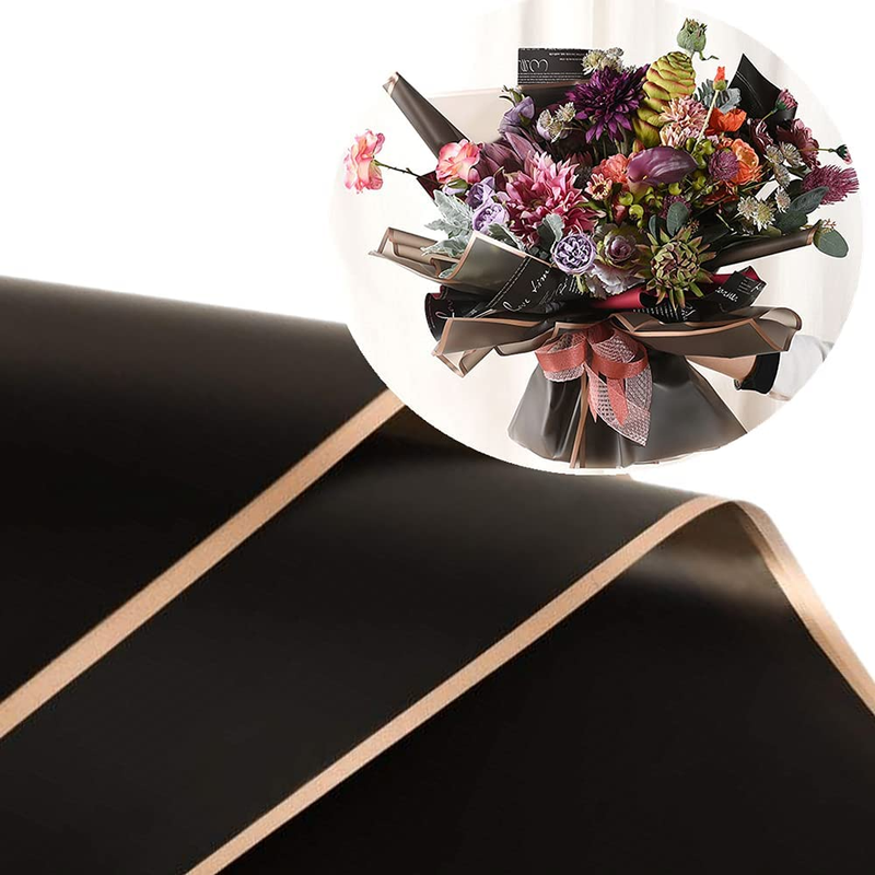 20 Sheets Pure Color Gold Edge Flower Wrapping Paper,Florist