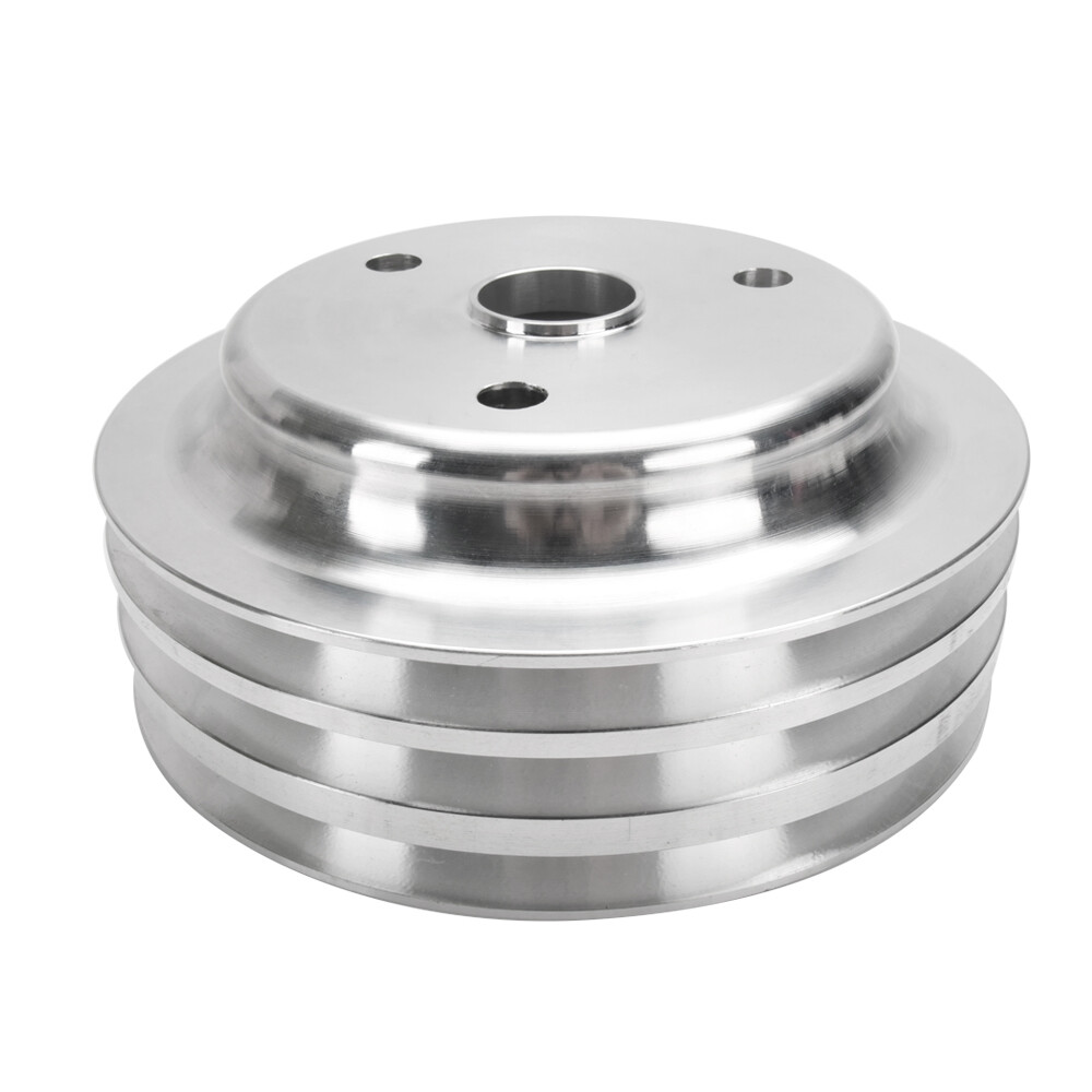 SB Chevy Aluminum Crankshaft Pulley 3 Groove LWP Long Water Pump SBC