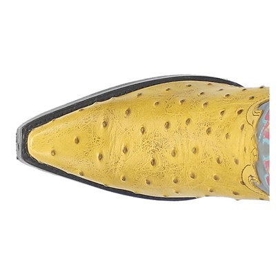 Pre-owned Dingo Selene Ostrich Print Snip Toe Cowboy Womens Blue, Yellow Casual Boots Di2