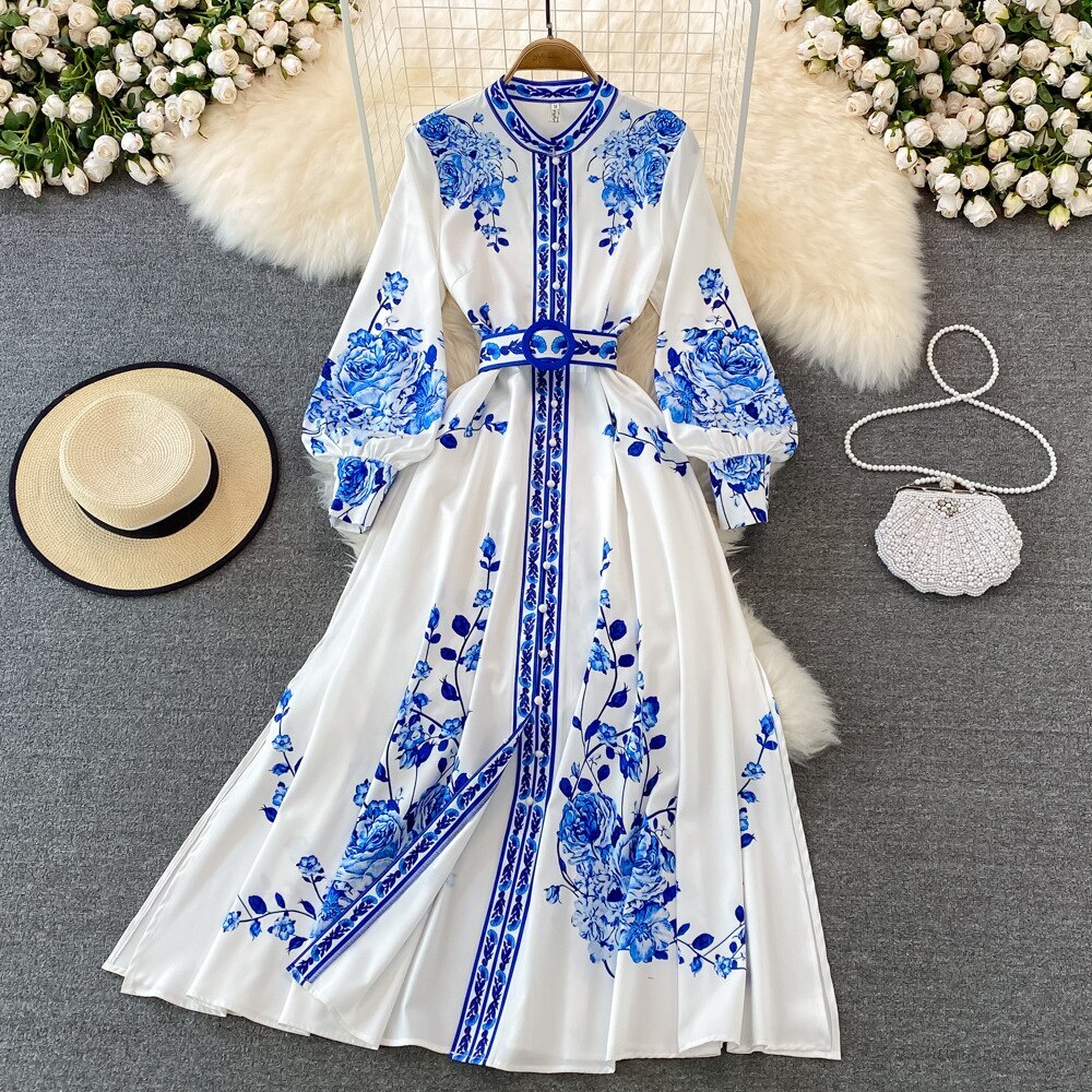 Col Pierrot 2024 アパルトモン RAMIE MAXI DRESS Retro Palace Style Long Maxi Dress Femme Stand Collar