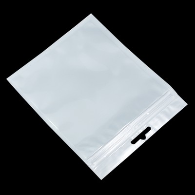 100pcs White Clear for Zip Plastic Bag Lock Retail Packing Poly Pouch Hang Hole