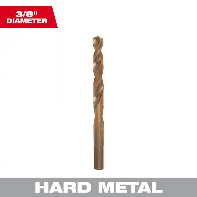 Milwaukee 3/8 in Cobalt Red Helix Twist Drill Bit Hard Metal Wood PVC Durable