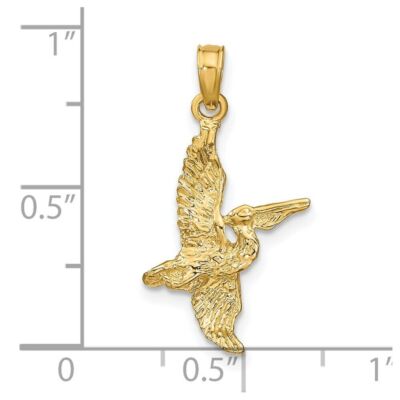 Pre-owned Diamond2deal 14k Yellow Gold 3-d Pelican Flying Charm Pendant For Womens