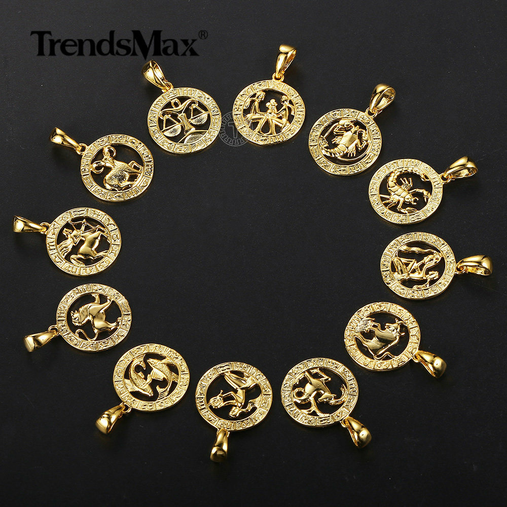 Gold Filled Constellation Horoscope Zodiac Sign Pendant Charm Aries Scorpio