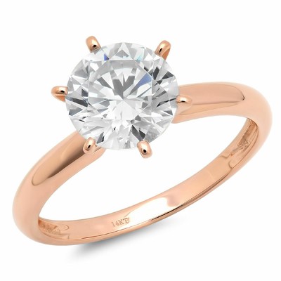 Pre-owned Pucci 1.50 Ct Brilliant Round Cut Solitaire Engagement Ring Real Solid 14k Rose Gold In White/colorless