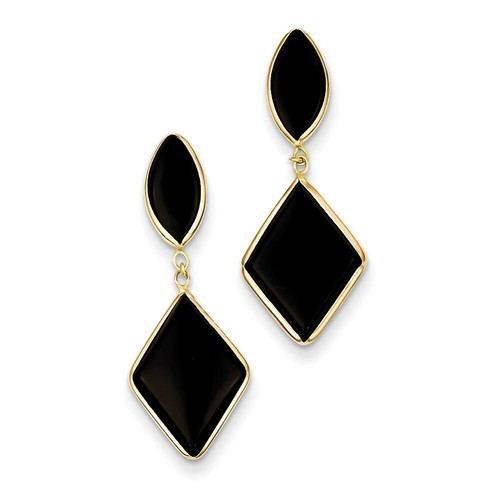 Pre-owned Goldia 14k Onyx Dangle Earrings In Yellow