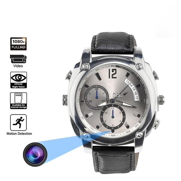 Hidden Camera, Men Fashion Wrist Watch HD 1080 Surveillance Camera