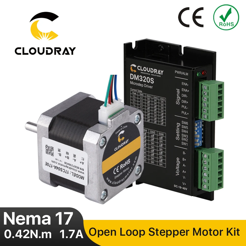 Nema 17 Stepper Motor Driver Kit Open Loop 0.42N.m 1.7A Driver 0.3A-2.2A 18-40VD