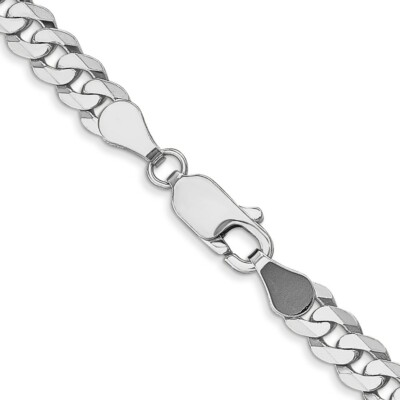 Pre-owned Skyjewelers Real 14k White Gold 4.5mm Flat Beveled Curb Chain Bracelet