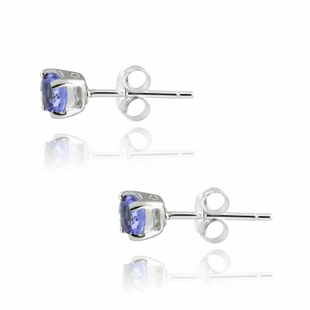 925 Sterling Silver 2.00ct Tanzanite Round 6mm Stud Earrings Women