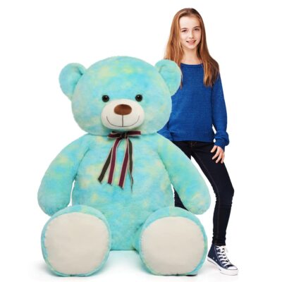 52in Giant Teddy Bear,Big Stuffed Animal Plush,Rainbow Green Soft Gifts for V...