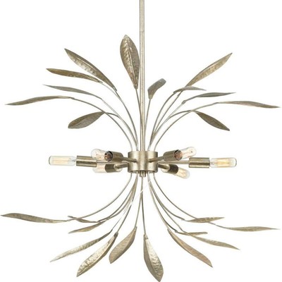 Progress Lighting Pendant 6-Lights Dimmable Branch Chain Metal Gilded Silver