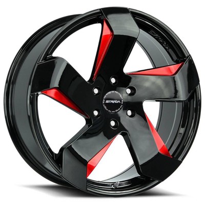 24x10 Strada S65 Coltello 6x5.5/6x139.7 24 Black Milled Red Wheels Rims Set(4) 8