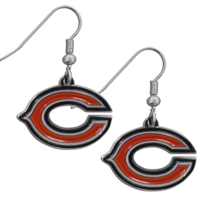 Хромированные серьги на крючках Chicago Bears
