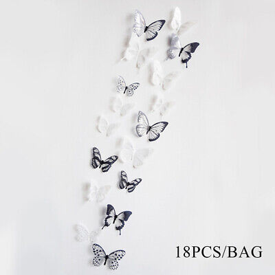 18 Pieces 3D Butterfly Wall Sticker Bedroom Living Room Home Decoration DIY +
