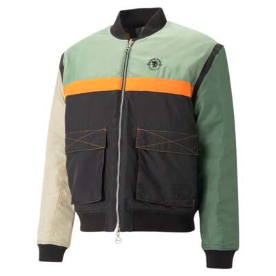 

Puma B5s X Full Zip Bomber Jacket Mens Green Повседневная спортивная верхняя одежда 53780001, Зеленый, Puma B5's X Full Zip Bomber Jacket