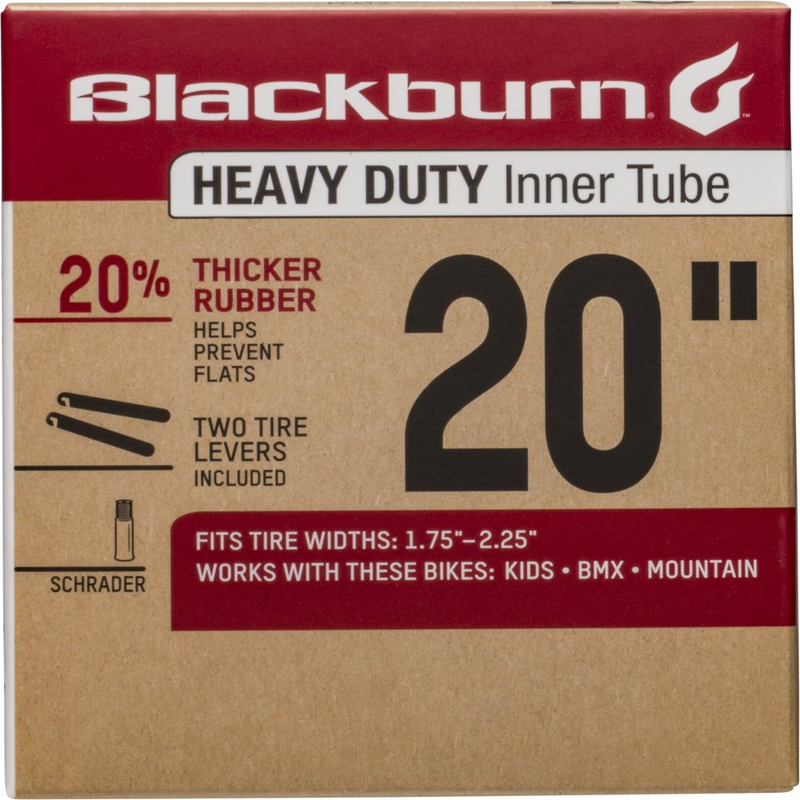 Heavy Duty Bicycle Inner Tube with Tire Levers, Schrader Valve, 20