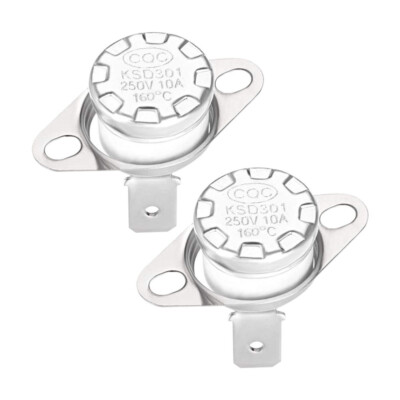 2pcs KSD301 Thermostat 160°C/320°F Normally Closed Snap Disc Temperature