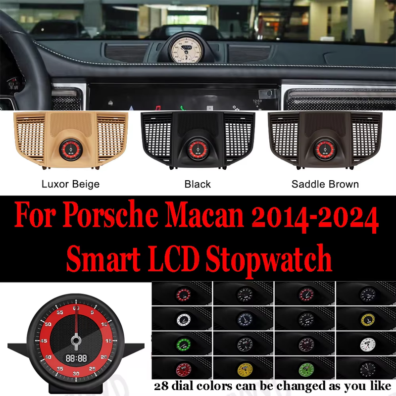 LCD Stopwatch Chrono for Porsche Macan 2014-2023 28 Dial Styles Interior Dashboa