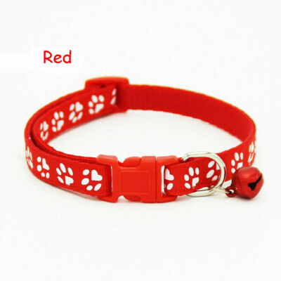 Dog Cat Collar Small ~ CUTE Footprint / Bow ~ Buckle Bell paw print Kitten Puppy