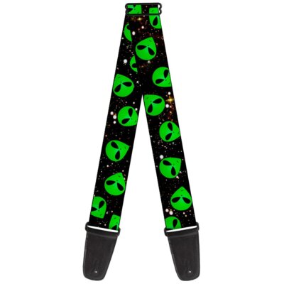Aliens Head Scattered Galaxy2 Green Black 2 Inches Wide