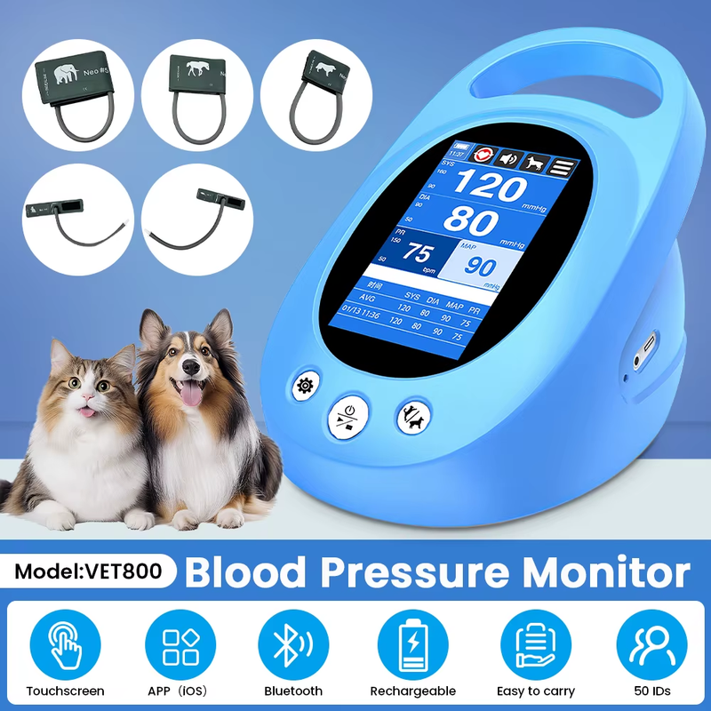 Electronic Sphygmomanometer Handheld Pet Blood Pressure Monitor 4.3 Inch IPS Tou