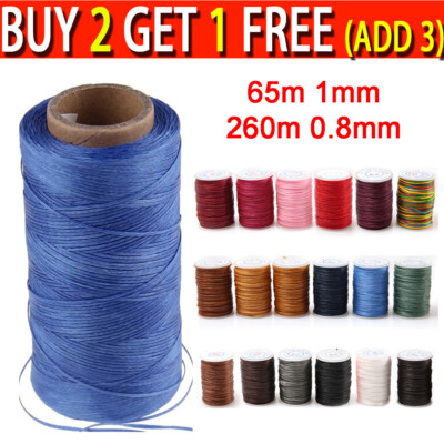 65/260M 150D Leather Sewing Flat Waxed Thread Hand Wax Stitching Repair Cord UK
