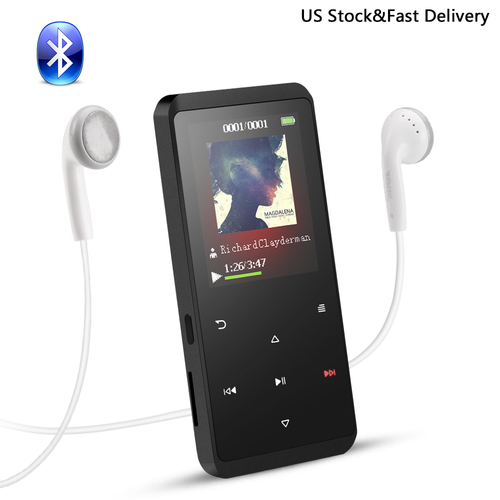 Black AGPTEK MP3 Player with Bluetooth 8 GB Support up to 128GB Lossless Sound Metal Music Player with Touch Screen