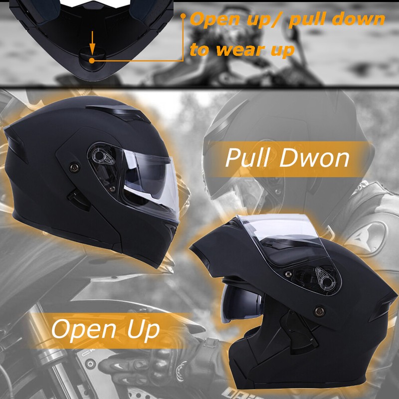 DOT Motorcycle Full Face Helmet Dual Visors Modular Flip up Street Bike Touring