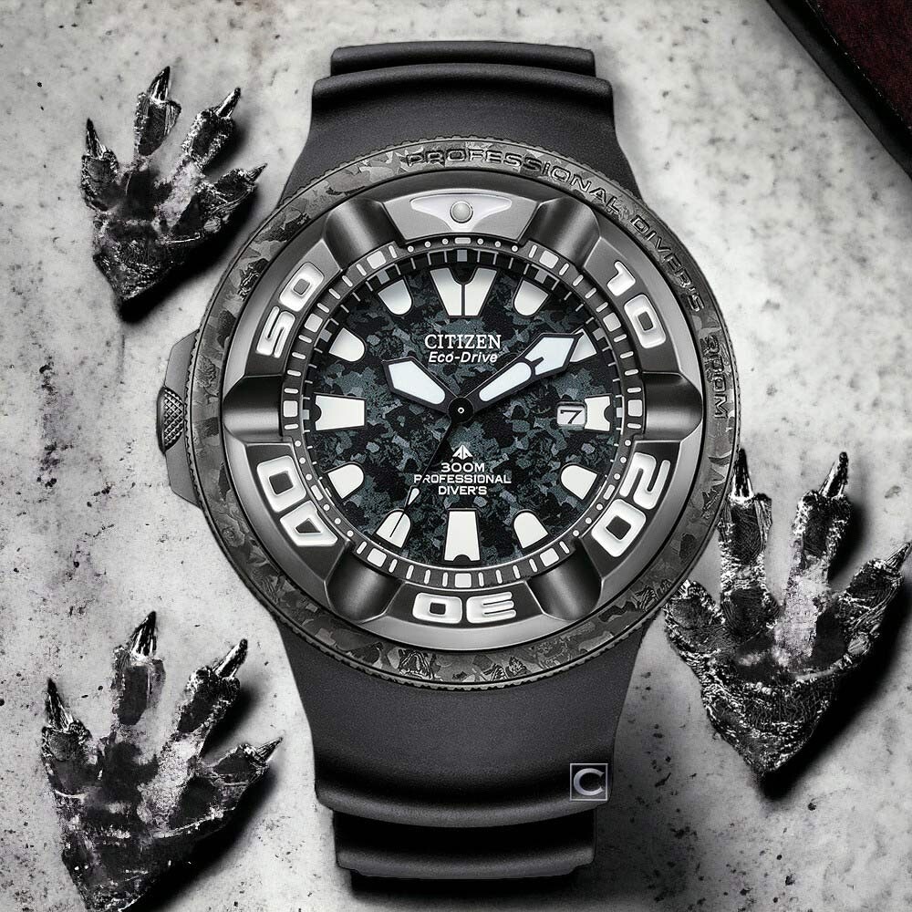 Pre-owned Citizen Promaster Marine Bj8056-01e Godzilla Limited Edition Diver's Men's Watch