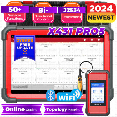 2024 LAUNCH X431 PRO 5 PAD V+ Car Diagnostic Scanner Programming IMMO Key Coding
