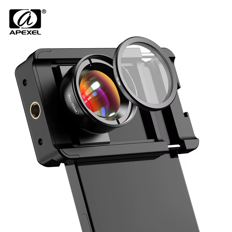 APEXEL New Upgrated 4k HD 100mm macro lens With CPL filter Universal Clamp Micro
