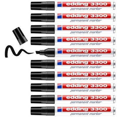 edding 3300 permanent marker - black - box of 10 - chisel tip 1-5 mm - quick-dry